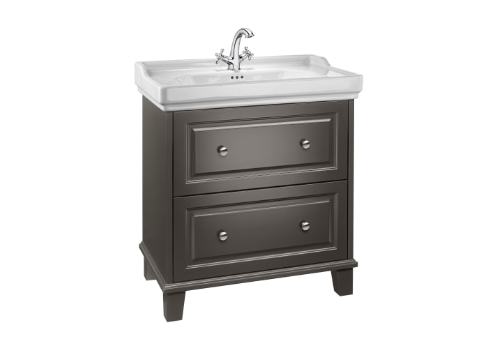 Roca RA851369417 Carmen Unik Base Unit with two Drawers and Basin , Satin Dark