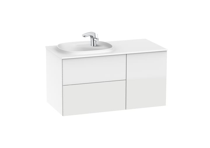 Roca RA851389806 Beyond Unik Base Unit with two Drawers,One Door and SURFEX® Basin on the left ,White