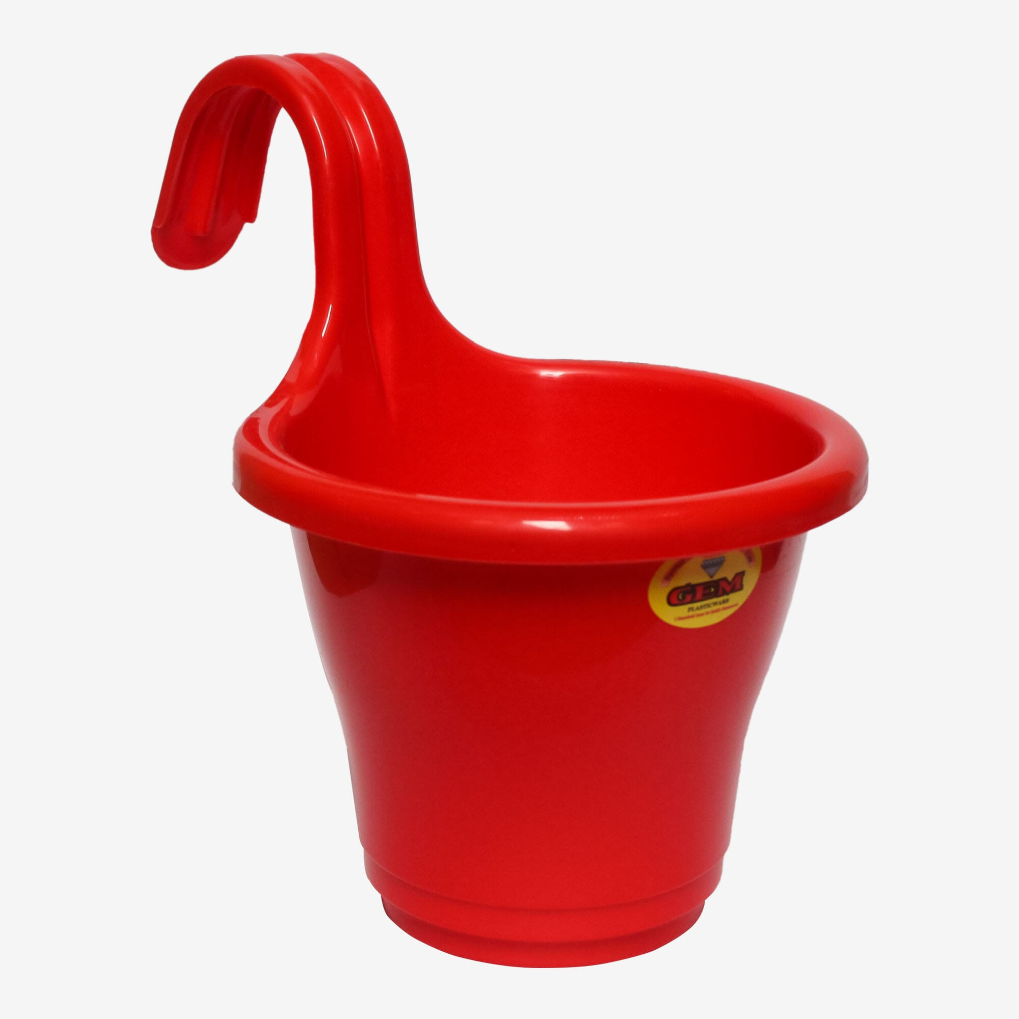 Gem Red Plasticware Hanging Gamala/Flower Pot | Bucket Flower Plant Holder With Detachable Hooks For Railing Fence Balcony Garden (HG 8009 8009)