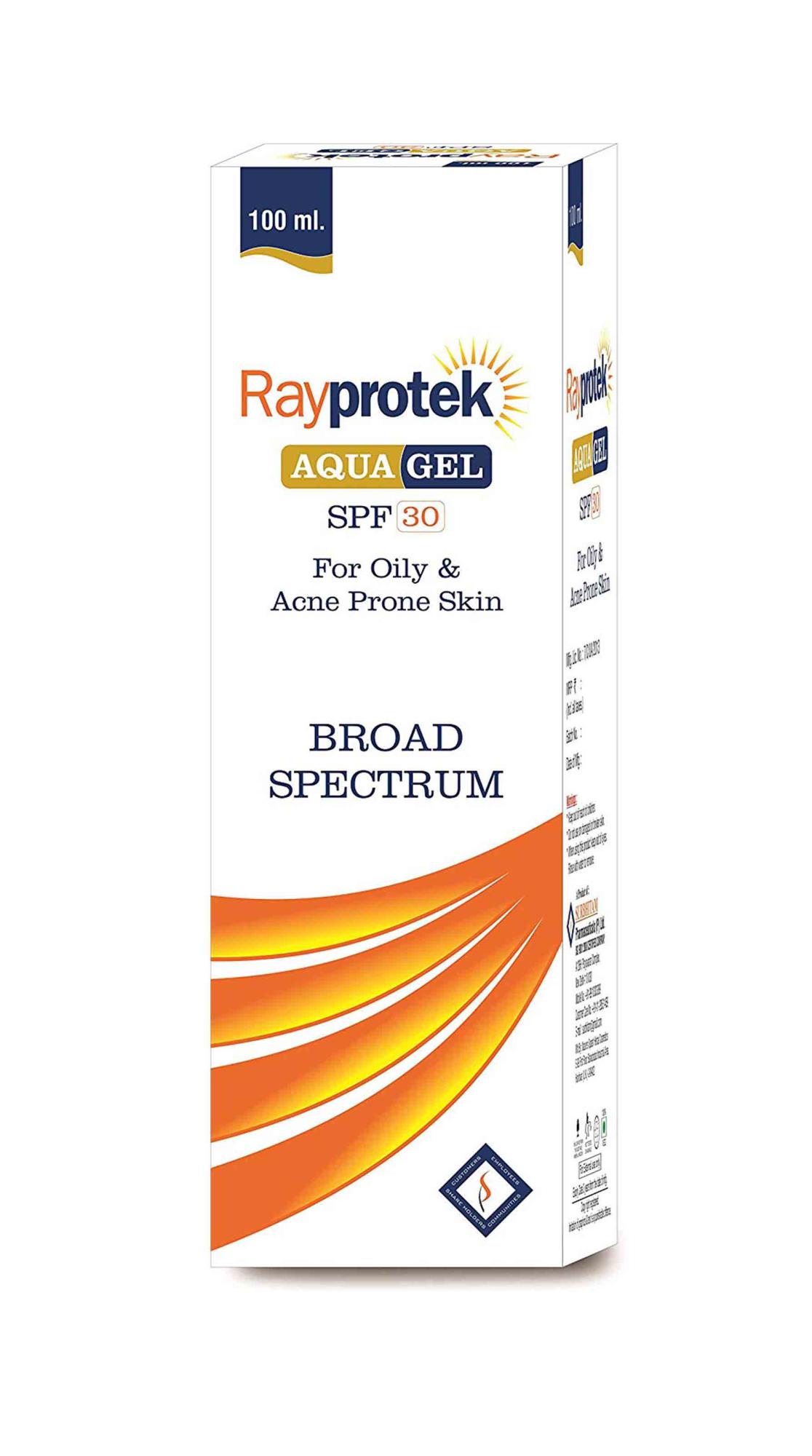 Rayprotek - Aqua Gel - For Oily & Acne Prone Skin - Broad Spectrum - SPF 30 - 100ml