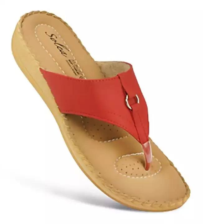 Paragon Red V-Strap Sandals For Women-7510