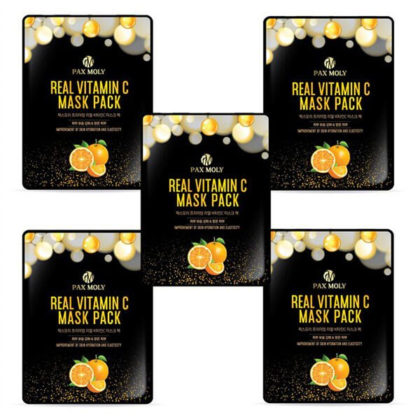 Pax Moly Real Vitamin C Mask Pack – 5 Sheet Set