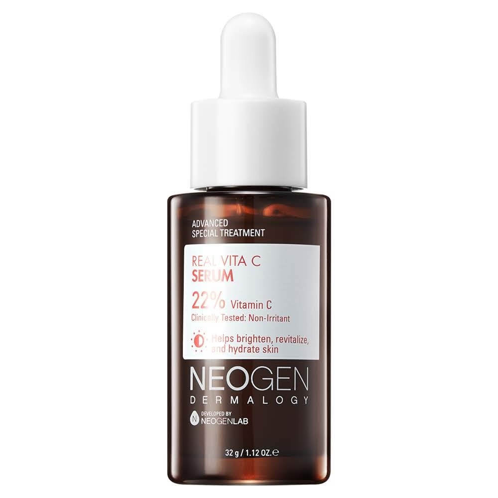 NEOGENLAB Real Vita C Serum 1.12 oz (32g) - Brightening, Hydrating Facial Serum with 22% Vitamin C (Pure Ascorbic Acid), Vitamin E, Vitamin B5 and Niacinamide - Korean Skin Care
