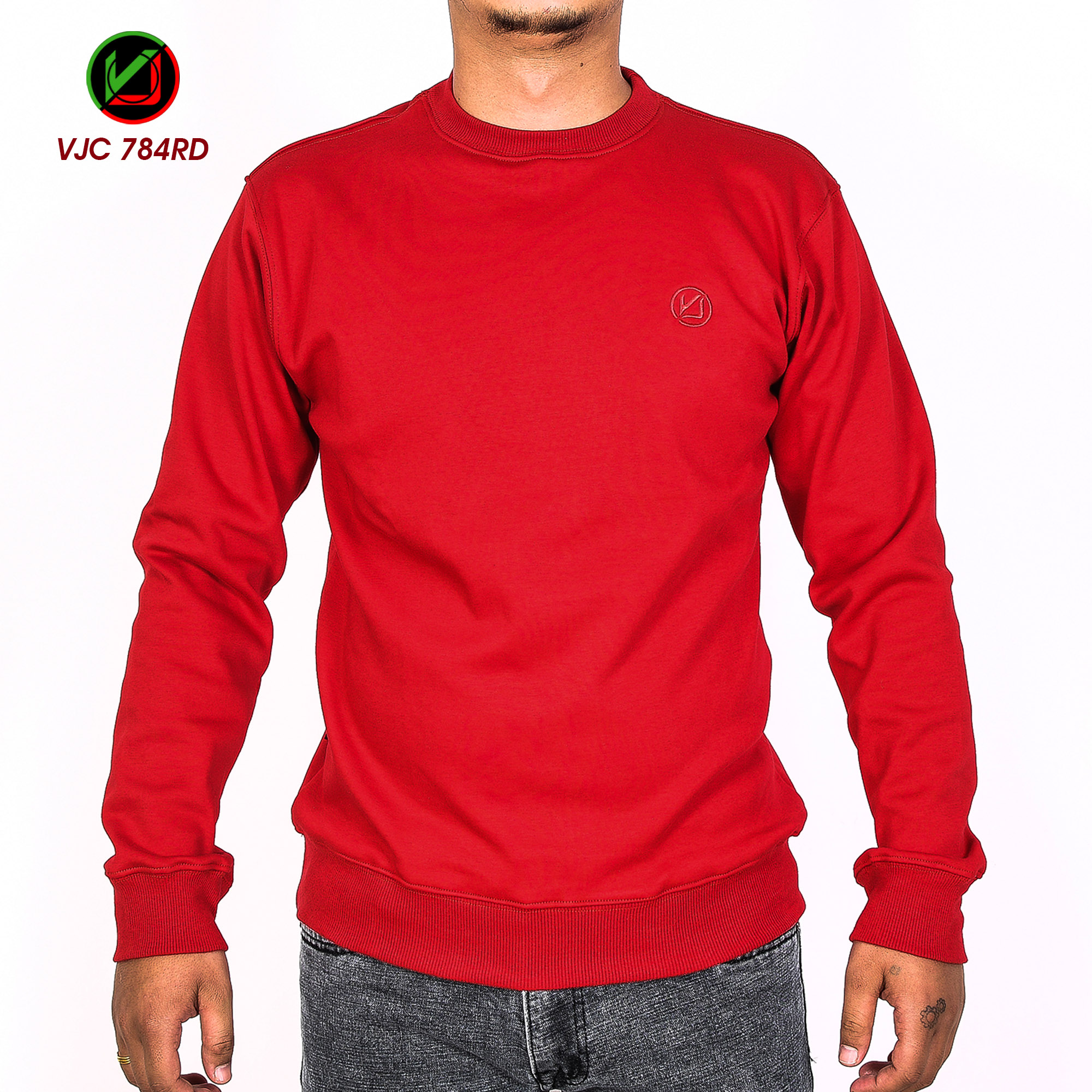 VIRJEANS (VJC786) Stylish Inner Fur Fleece Sweat Shirt For Men - Red