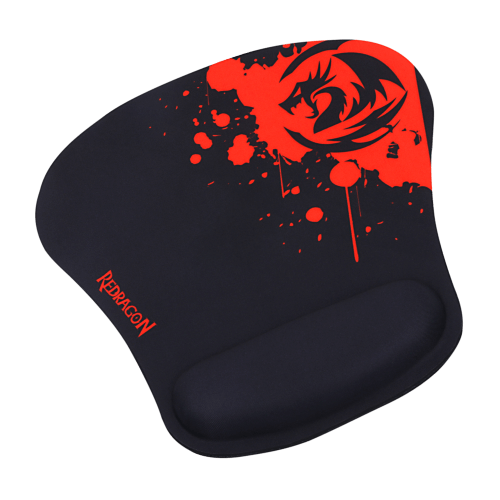 Redragon P020 Gaming Mouse Pad with Wrist Rest Support Memory Foam Wrist Cushion Black Red Thick Version Waterproof Pixel-Perfect Accuracy Optimized for All Computer Mouse Sensitivity MMO Sensors
