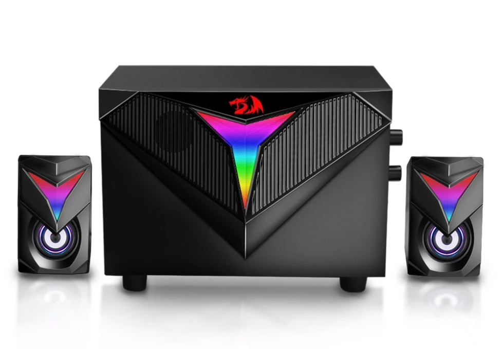Redragon GS700 Toccata gaming speakers aux 3.5mm stereo surround music RGB 2.1 heavy bass sound bar
