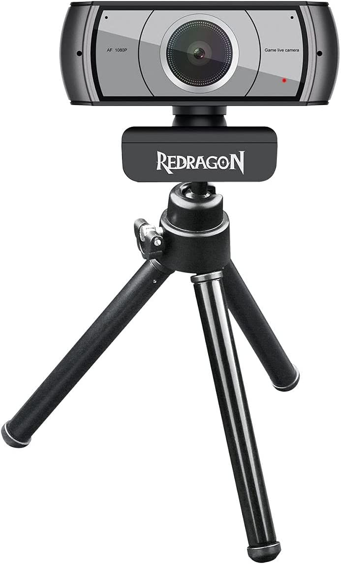 Redragon - GW900 Apex (1080P-30FPS) Auto Focus Webcam - Built-in Dual Microphone - Tripod Included
