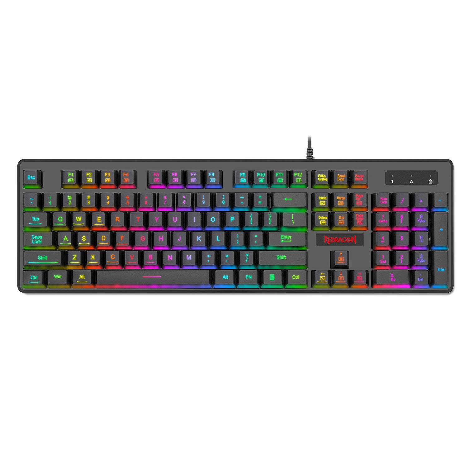 Redragon Dyaus K509 Wired Semi Mechanical Gaming Keyboard with 7 RGB Backlit Colors on Keys & Edge Side Light Illumination (Black)