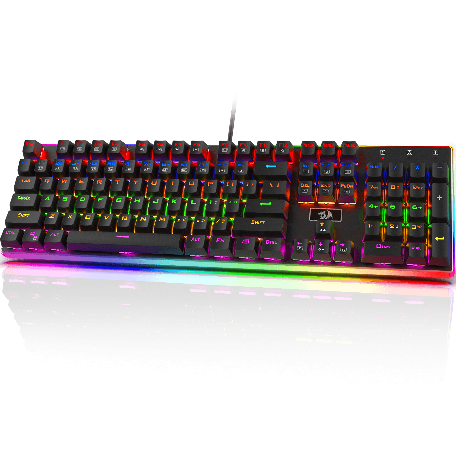 Redragon K577R Kali Mechanical Gaming Keyboard, Rainbow Backlit, Wired Competitive Ergonomic Keyboard with Tactile Brown Switches for Esports, Letter Typing with PC and Laptop, 104 Keys