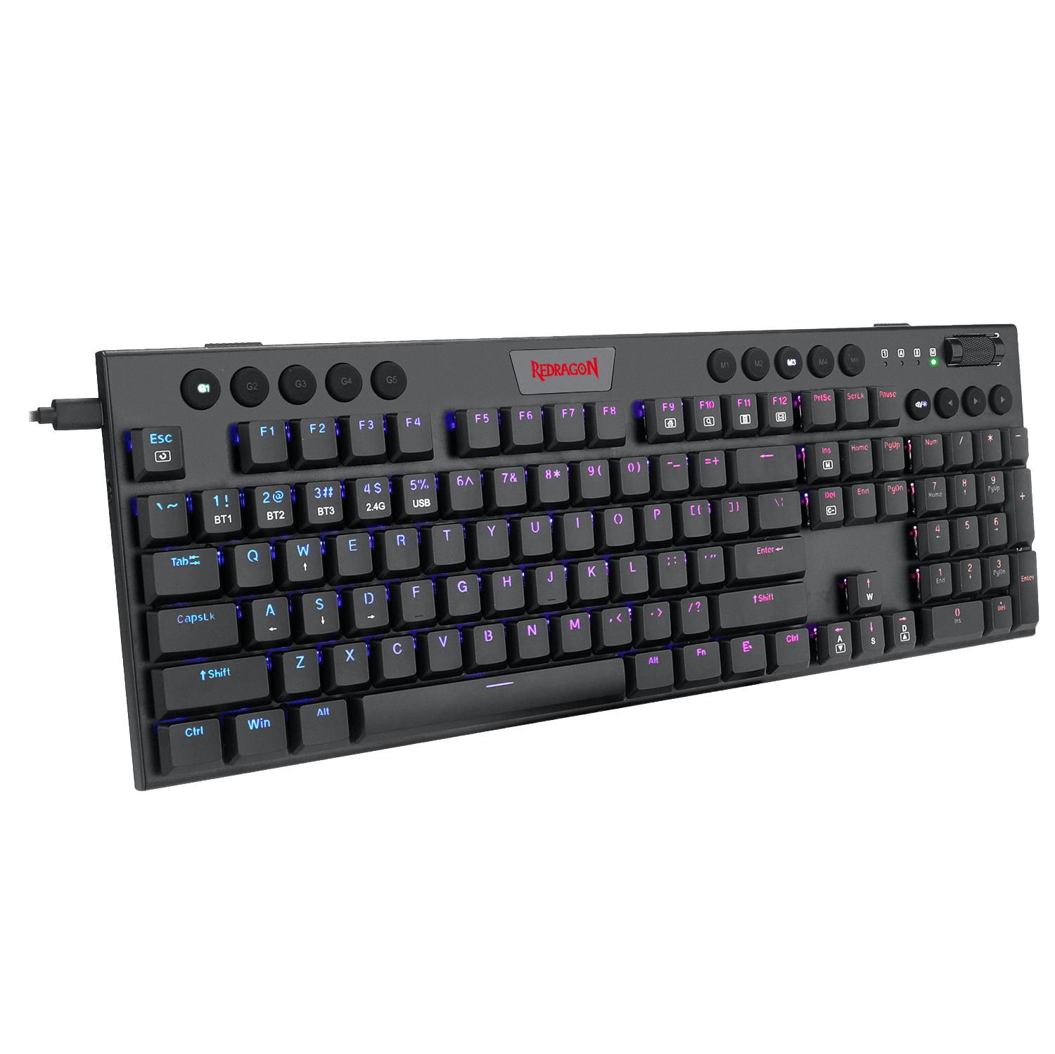 Redragon K618 Horus Wireless RGB Mechanical Keyboard, Bluetooth/2.4Ghz/Wired Tri-Mode Ultra-Thin Low Profile Gaming Keyboard w/No-Lag Cordless Connection