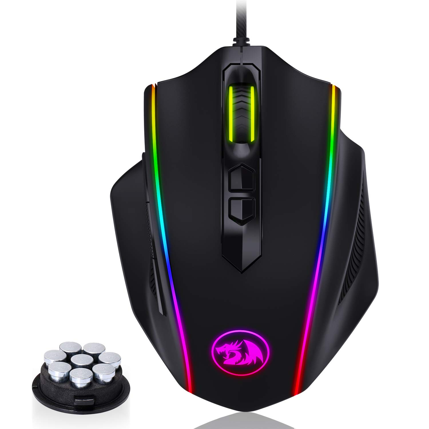Redragon M720 Vampire RGB Gaming Mouse, 10,000 DPI Adjustable Wired Optical Gaming Mouse, Comfortable Grip Ergonomic with 8 Programmable Buttons, Black