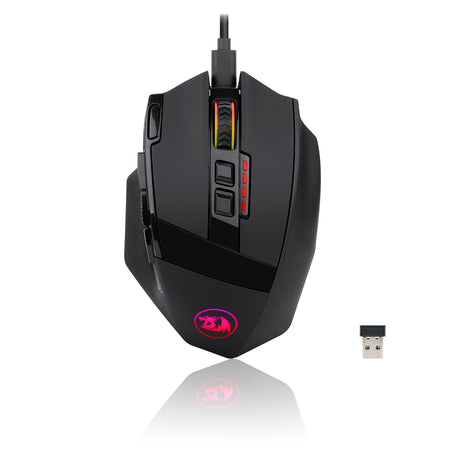 Redragon M801 PC Gaming Mouse LED RGB Backlit MMO 9 Programmable Buttons Mouse with Macro Recording Side Buttons Rapid Fire Button for Windows Computer Gamer 