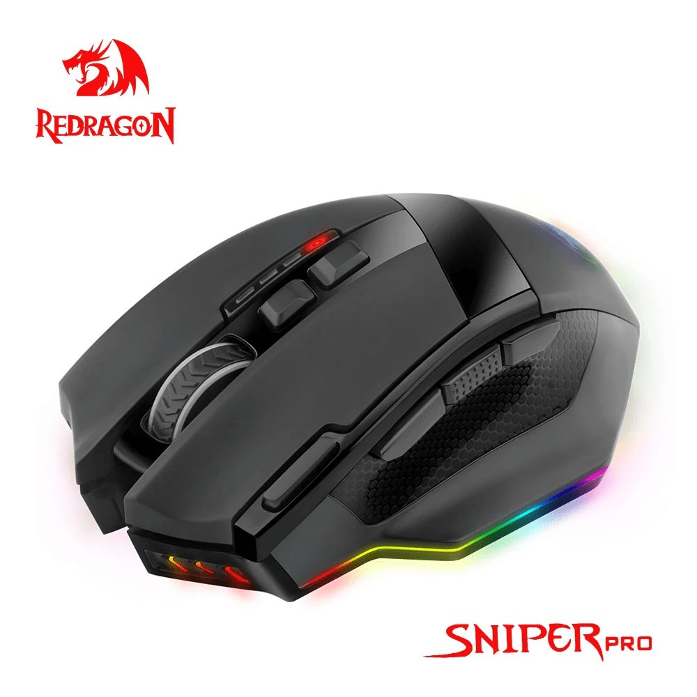 Redragon Sniper Pro M801 P Rgb Usb & 2.4 G Wireless Gaming Mouse 16400 Dpi 10 Buttons Programmable Ergonomic for Gamer Mice Laptop Pc