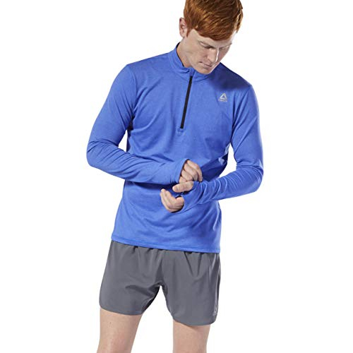 Reebok Run Essentials Quarter Zip Blue Sweatshirt Men DP6753