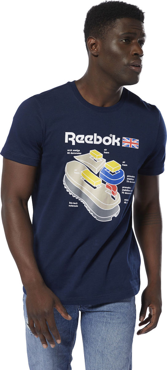 Reebok Classics Callout Graphic Navy Blue T-Shirt Men DT9445