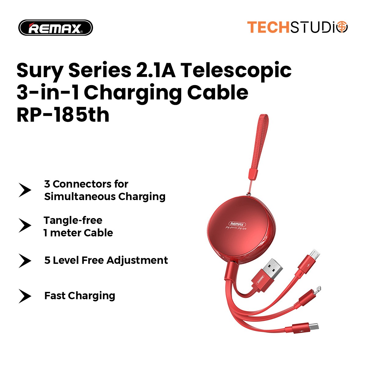 Remax RC-185th Telescopic 3-in-1 Charging Cable