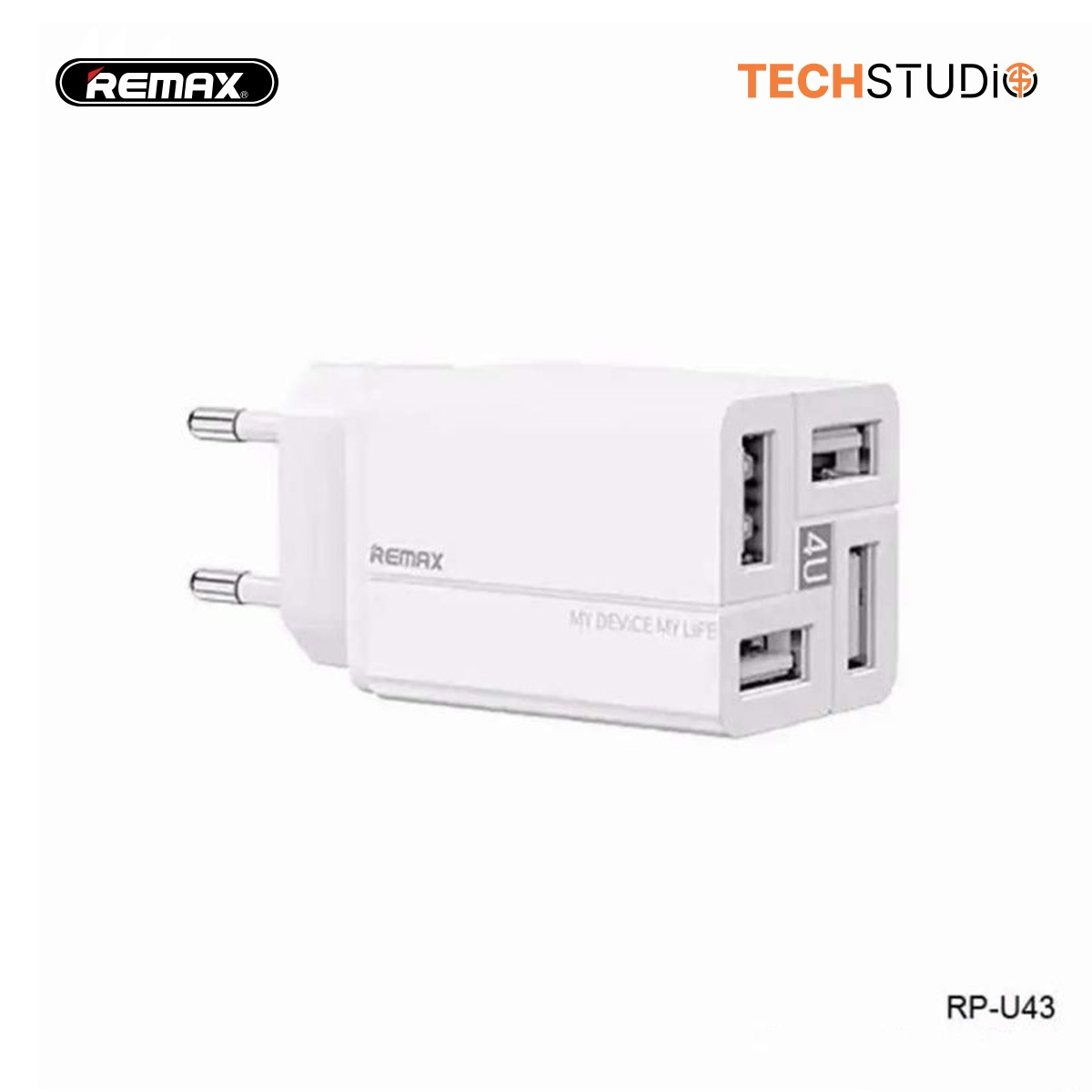 Remax 4-Port Wanfu Adapter Rp-U43| 4 Output Ports | Smart Chip Control | Fire Proof Durable Material-White