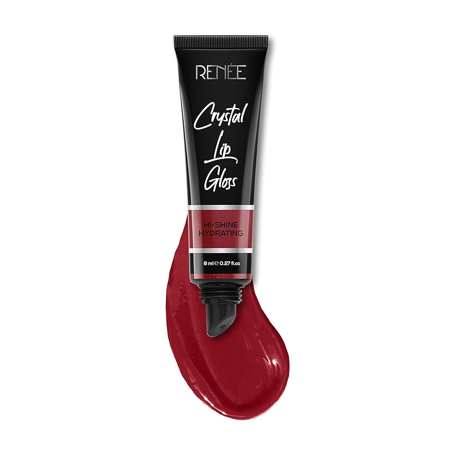 Renee Crystal Lip Gloss 06 Ruby 8ml |Lightweight & Glossy Non Sticky Formula | Keeps Lips Soft & Hydrated | Gives Lips Look Fuller & Plumper Look