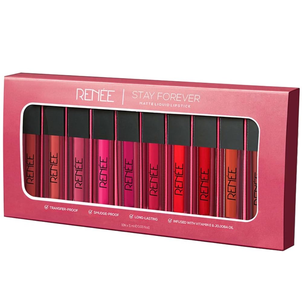 Renee Stay Forever Matte Liquid Lipstick Combo Pack Of 10 - 1ml Each (Coming Soon)