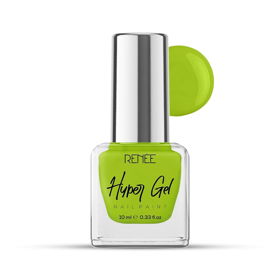 Renee Hyper Gel Nail Paint Lime Green 10ml - Quick Drying Long Lasting Chip Resisting Nail Polish