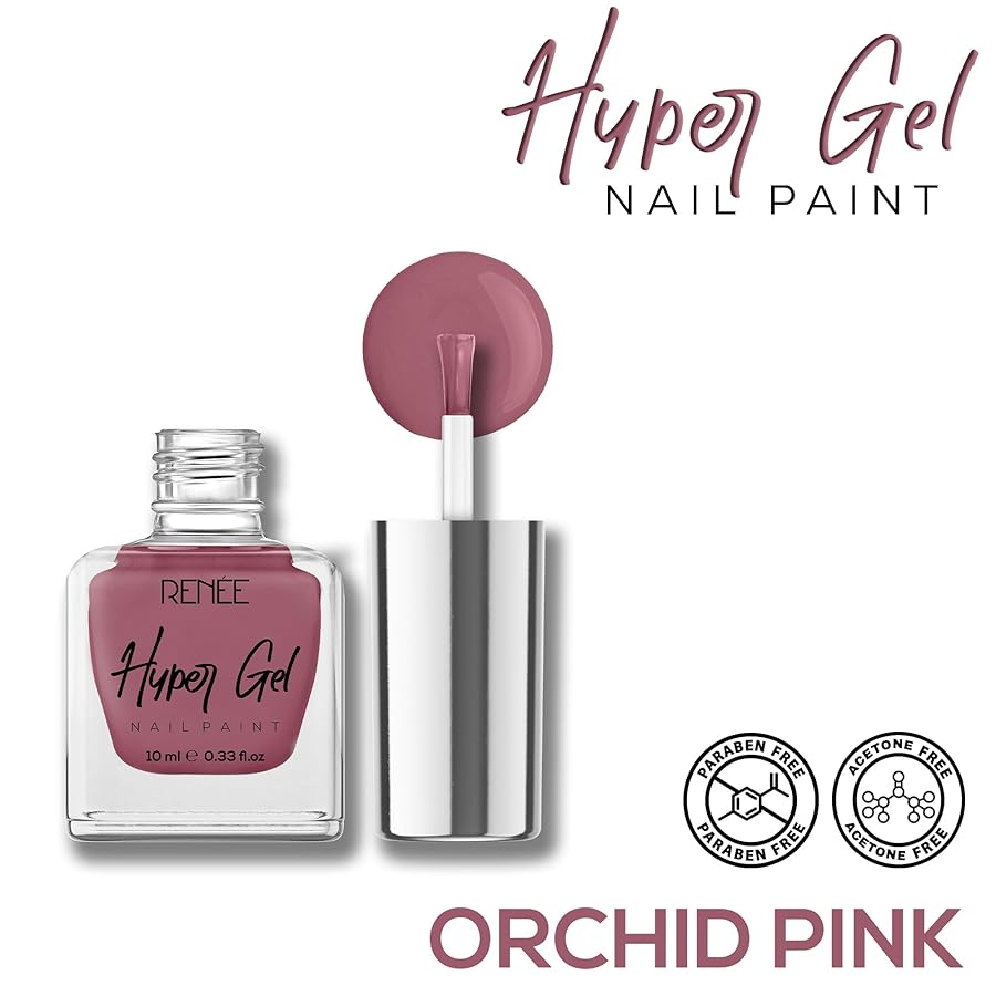 Renee Hyper Gel Nail Paint Orchid Pink 10ml - Quick Dry Long Lasting Glossy Finish