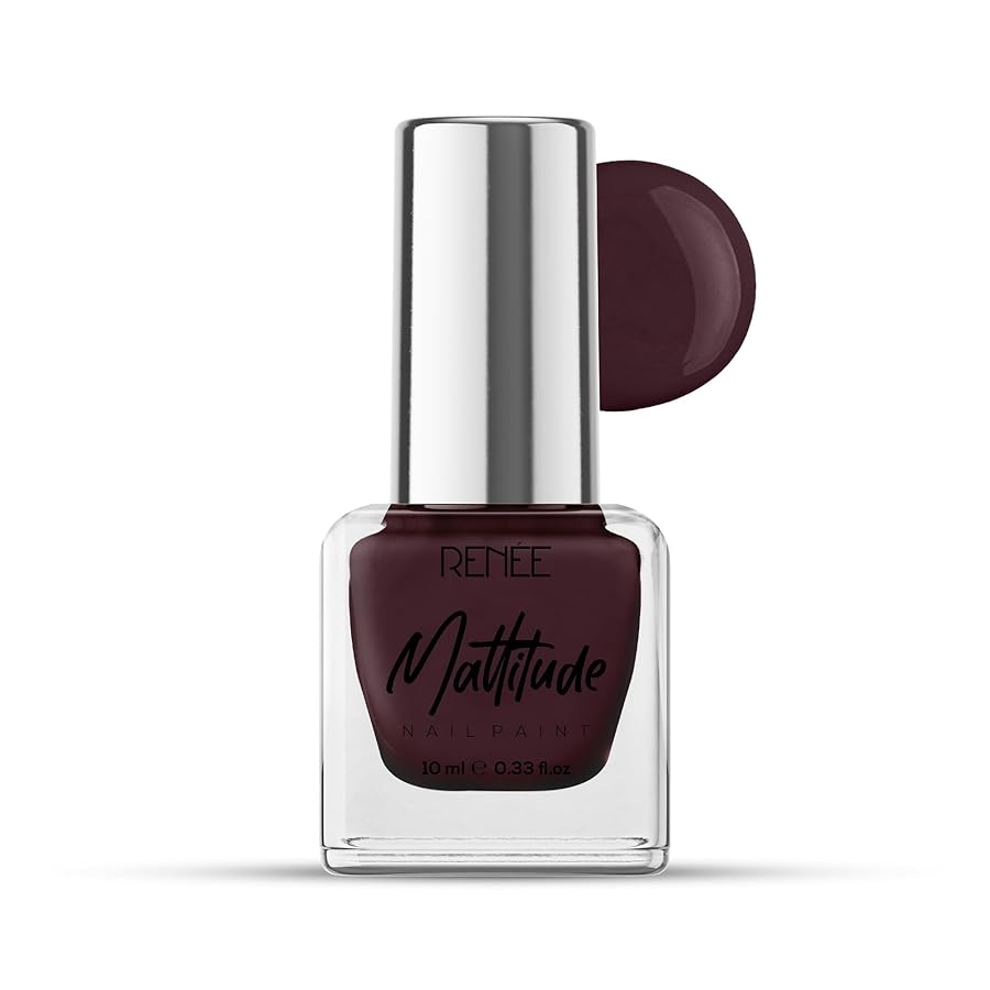 Renee Mattitude Nail Paint Mega Maroon 10ml - Quick Drying, Matte Finish, Long Lasting Nail Polish