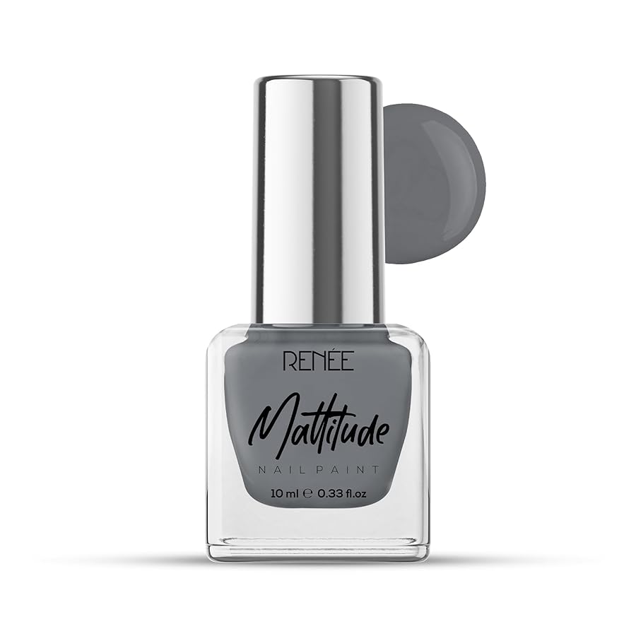 Renee Mattitude Nail Paint Seal Grey 10ml - Quick Drying Matte Finish Long Lasting Nail Polish