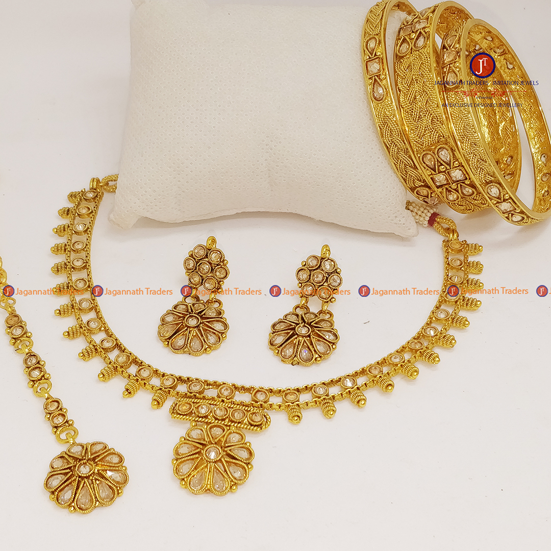 Reverse American Diamond Neck Set For Women