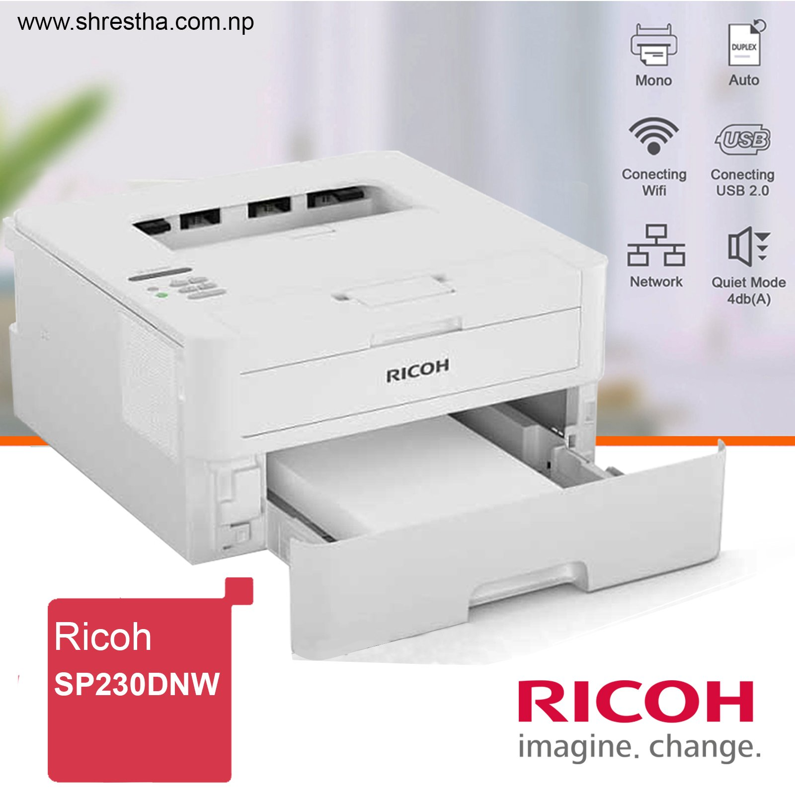 Ricoh SP 230DNW Mono Laser Black And White Printer
