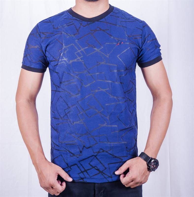 Kilometer Round neck T shirt P801 Blue L