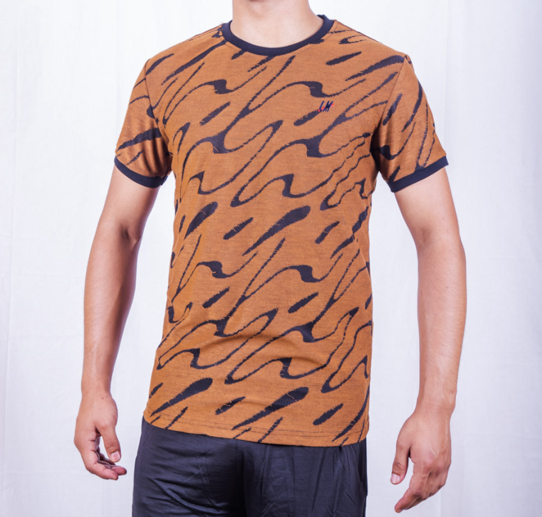 Kilometer Round Neck T Shirt P802 Brown XL