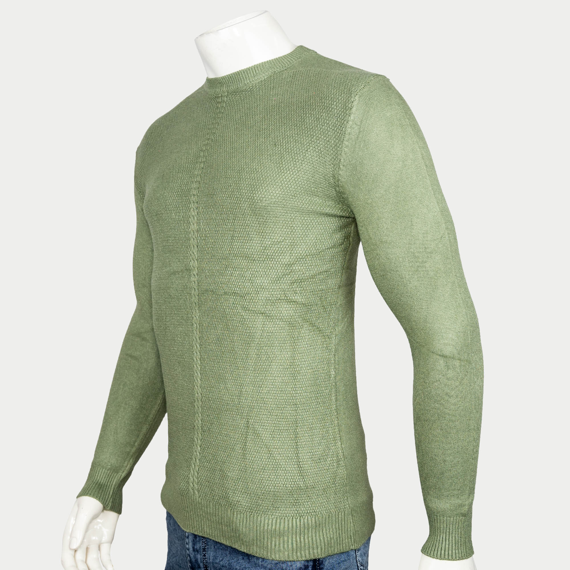 VIRJEANS Acrylic Woolen (VJC215) Round Neck Warm Sweater For Men-Green