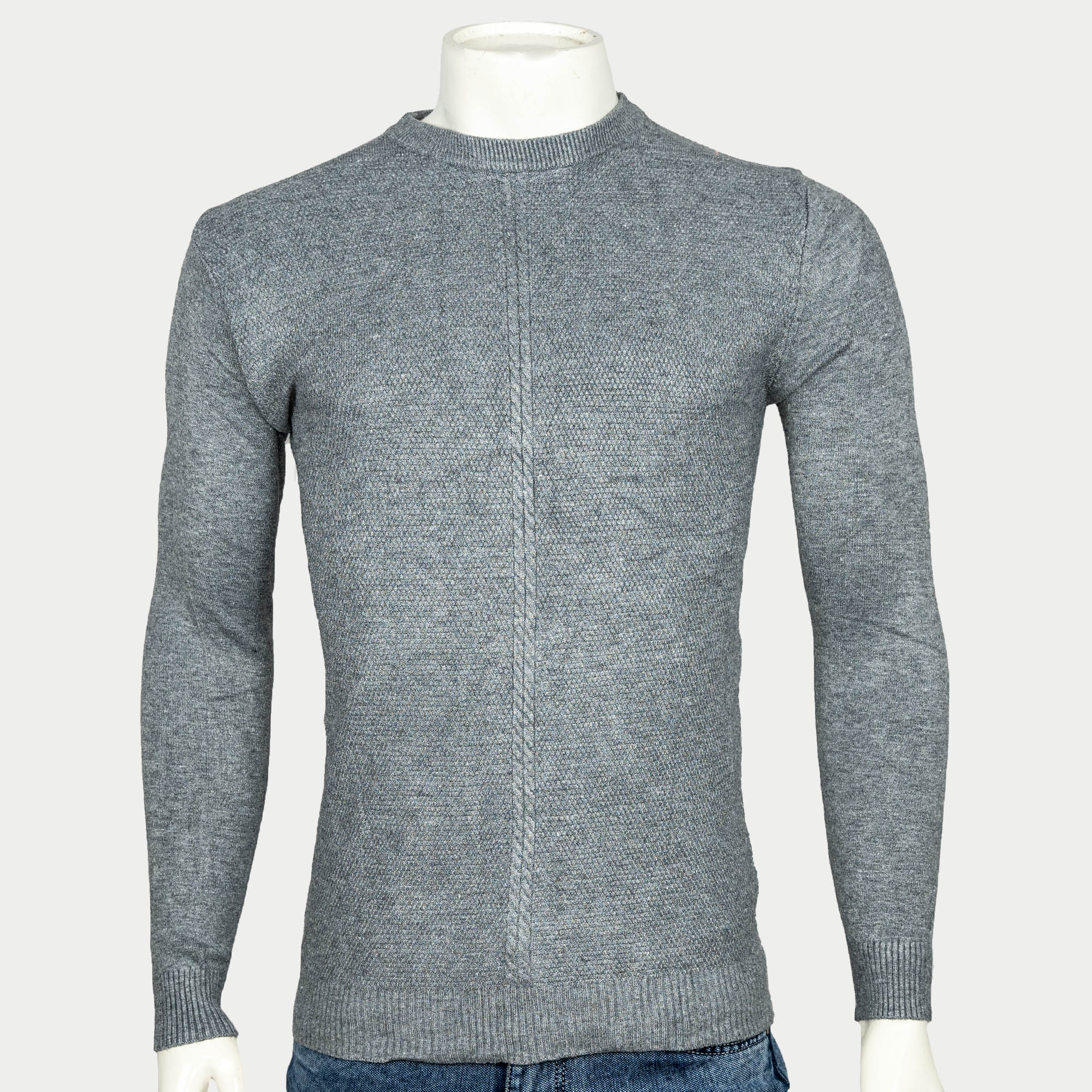 VIRJEANS Acrylic Woolen (VJC215) Round Neck Warm Sweater For Men-Grey
