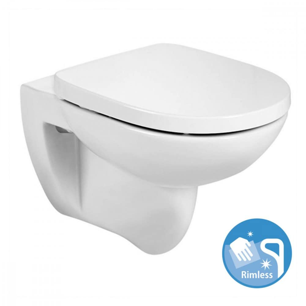 Roca Debba RS34699L000 Square Ceramic Wall-Hung WC Square RimlessToilet