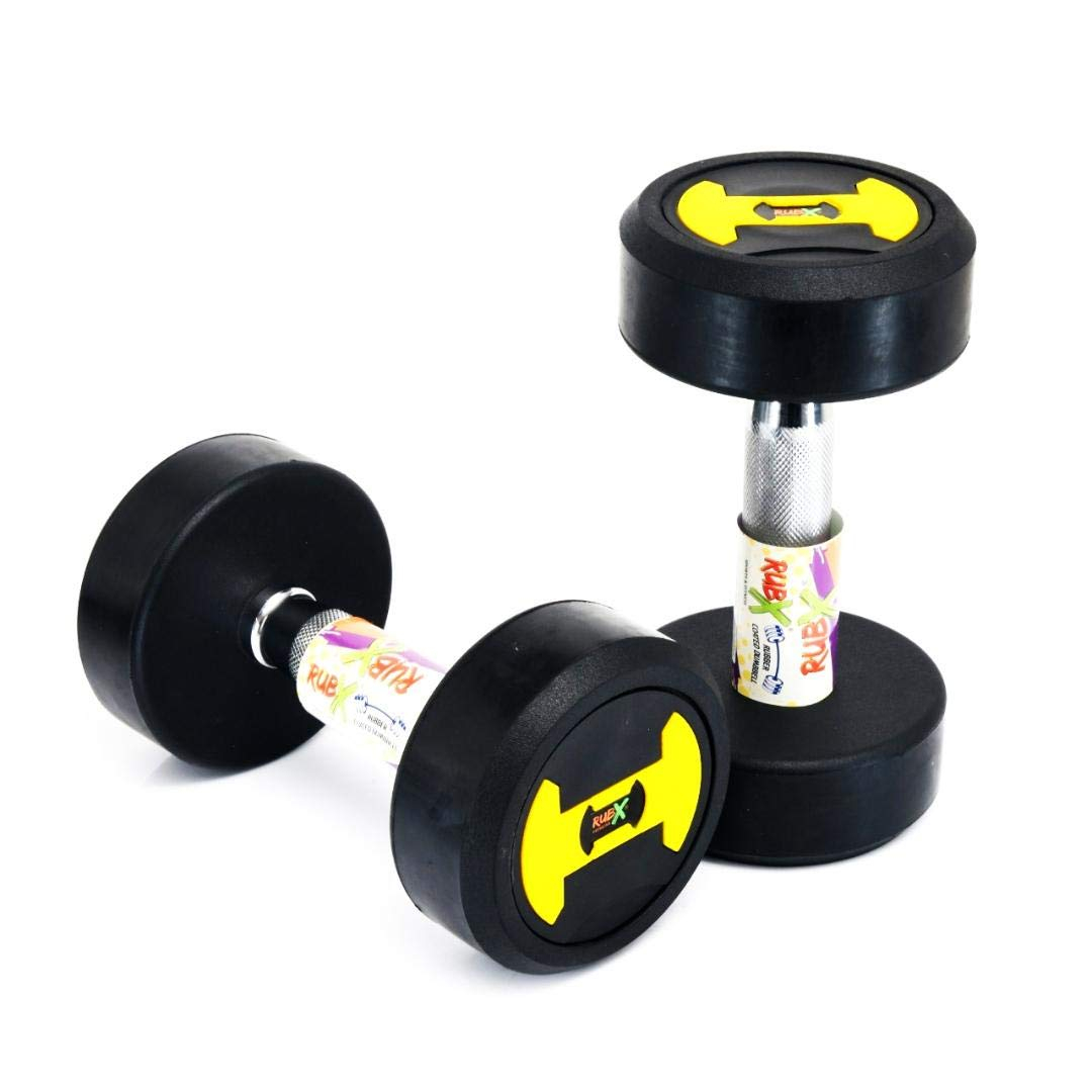RUBX 7.5 Kg Round Dumbbells Pair Total Weight 15 kg 7.5 Kg Dumbell each hand