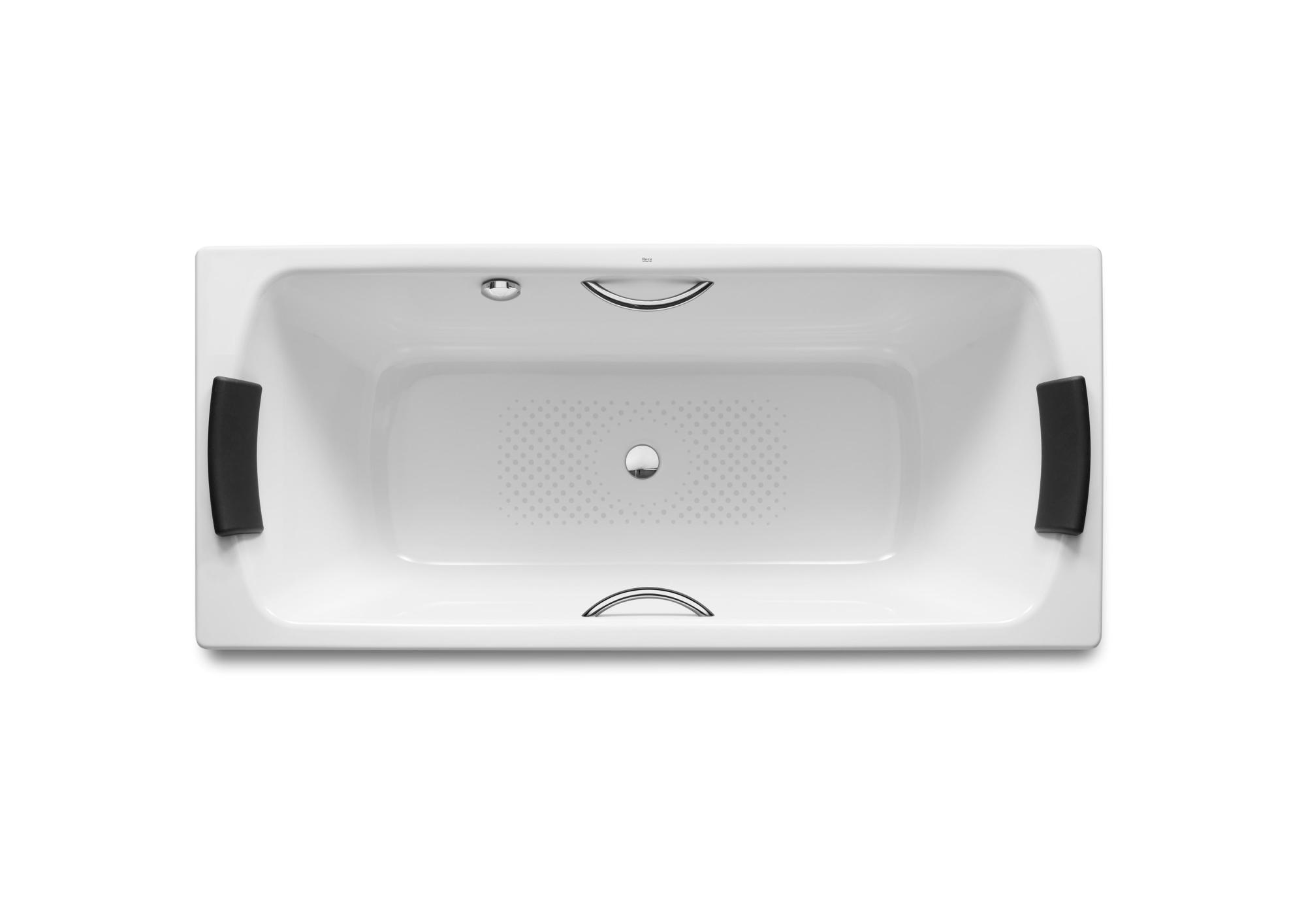 Roca RW221350001 Lun Plus Rectangular Steel Bath With Anti Slip Base and Grips 3.5 Mm Steel Sheet