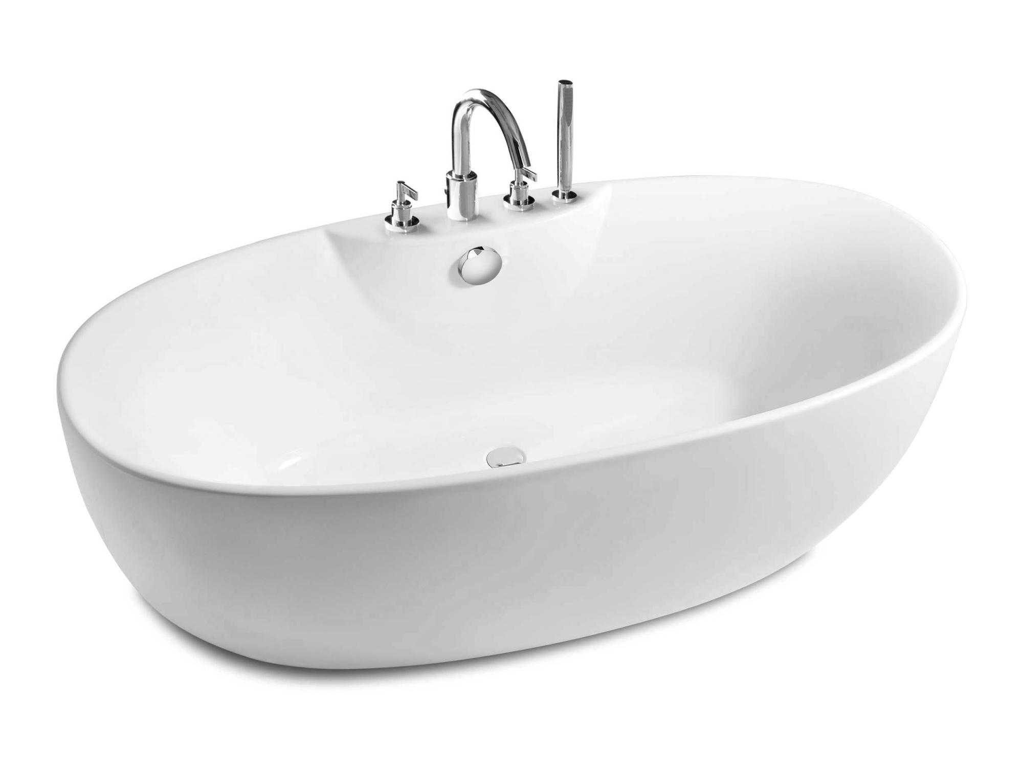 Roca RW248218000 Virginia Oval free standing acrylic one piece bath with bath-shower mixer