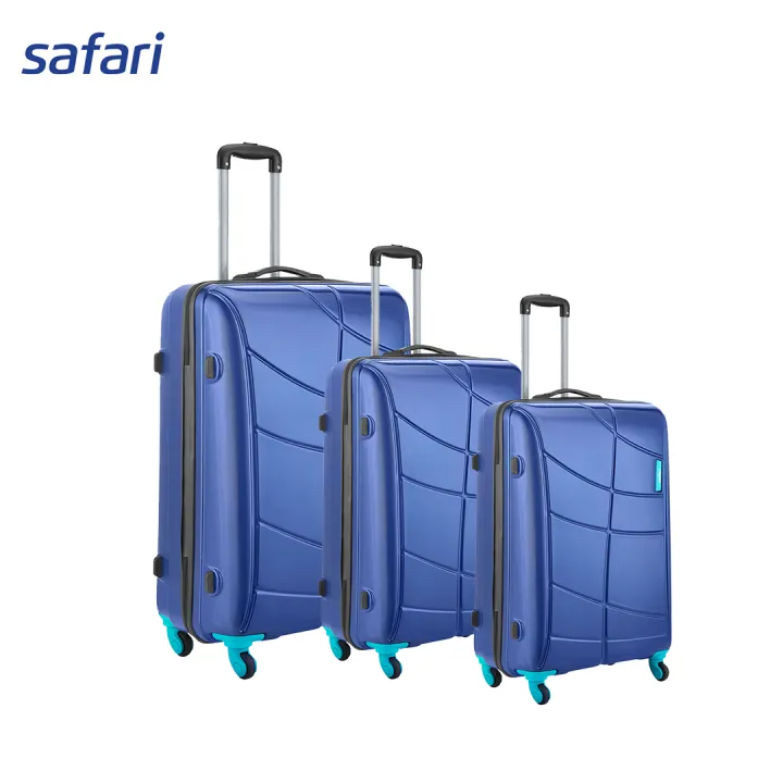 Safari Crypto Combo - 4 Wheels Hard Luggage | 100% Polycarbonate | TSA Lock | Premium Twill Texture | Midnight Blue | (SxMxL)