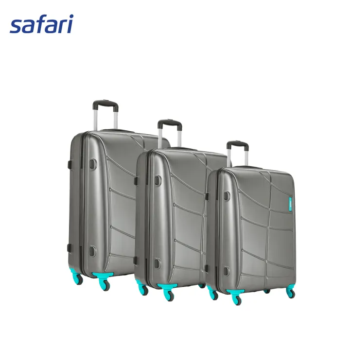 Safari Crypto Combo Set- 4 Wheels Hard Luggage | 100% Polycarbonate | TSA Lock | Premium Twill Texture | Gunmetal | (SxMxL)