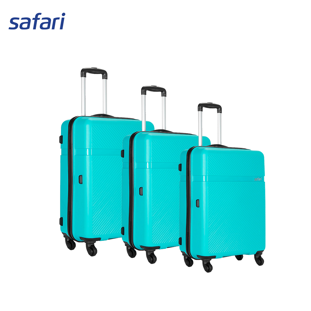 Safari Drive 4 Wheels Hard Luggage | 100% Polypropylene | Fixed Combination Lock | Combo Set ( SxMxL)