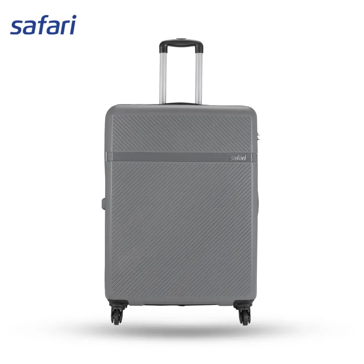 Safari Drive 4 Wheels Hard Luggage (Large) | 100% Polypropylene | Fixed Combination Lock | Color: Dark Grey