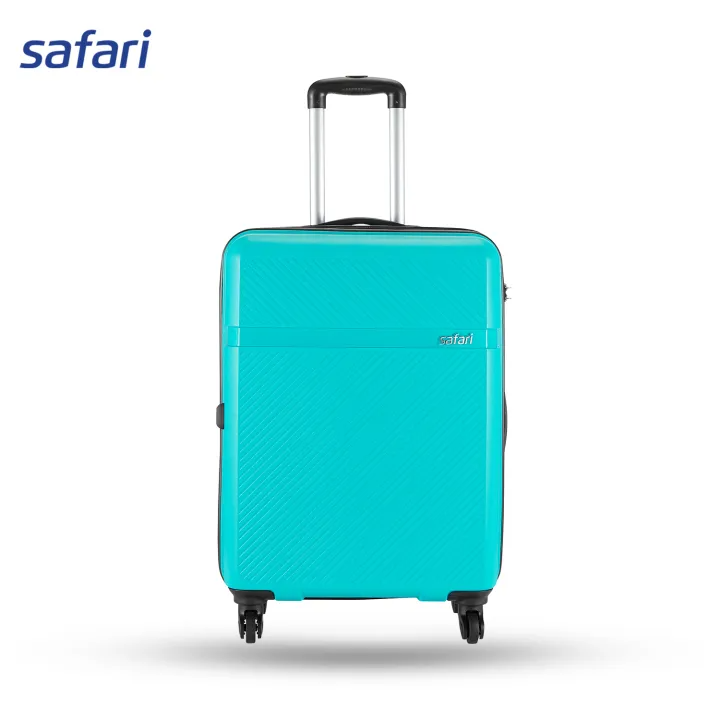 Safari Drive 4 Wheels Hard Luggage (Small) | 100% Polypropylene | Fixed Combination Lock | Color Cyan