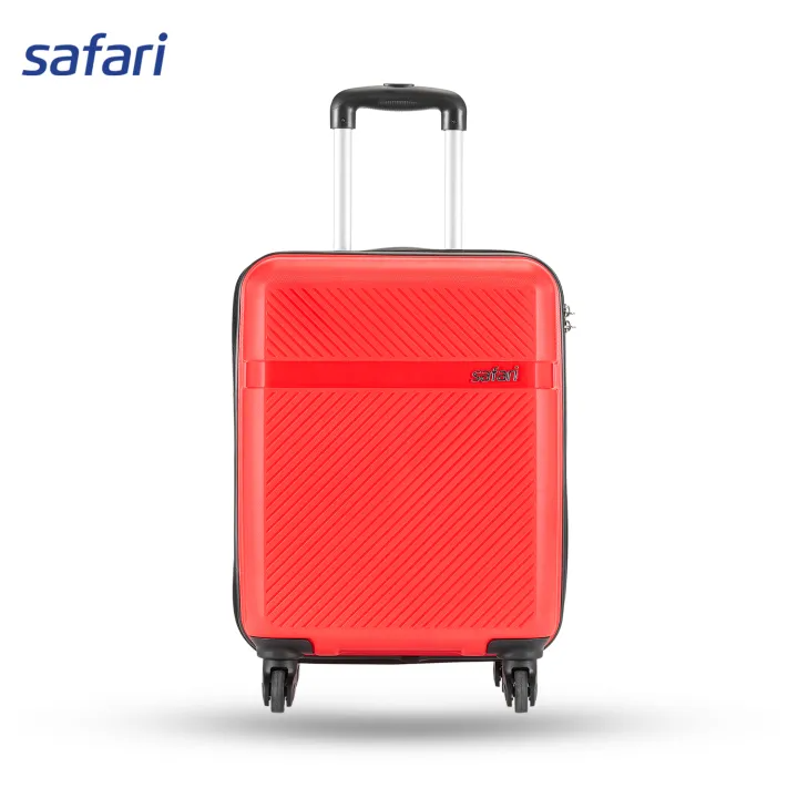 Safari Drive 4 Wheels Hard Luggage (Small) | 100% Polypropylene | Fixed Combination Lock | Color Red