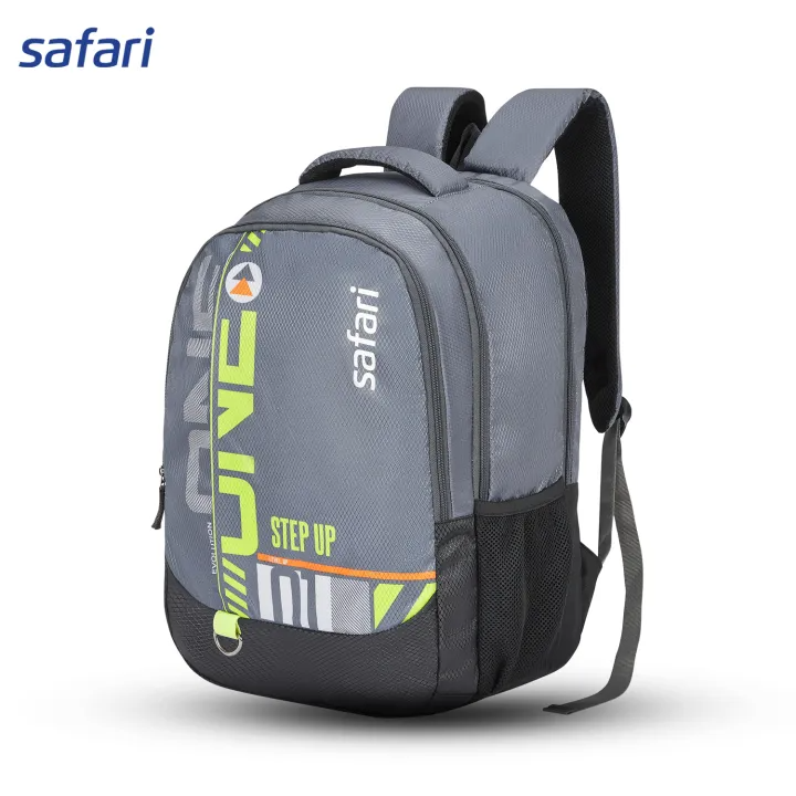 Safari Drum 3 Backpack 19 Inch | 3 Compartments | File Holder | Front Pocket | Color Grey
