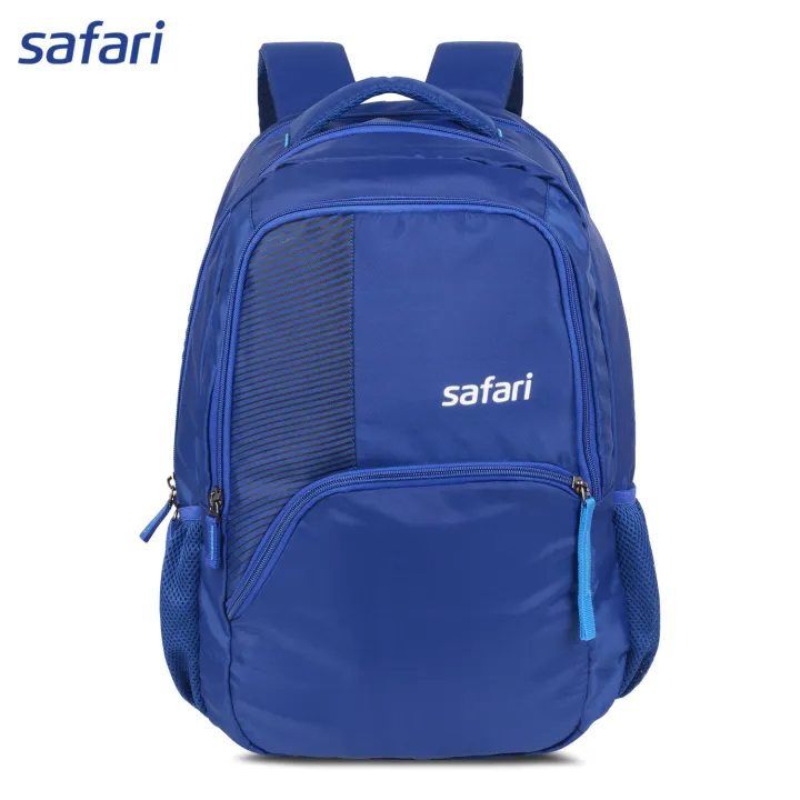 Safari Helix Backpack 19 inch | 3 Compartment | Laptop Support | Rain Cover | Front Storage Pocket | Mesh Padding | Color Blue