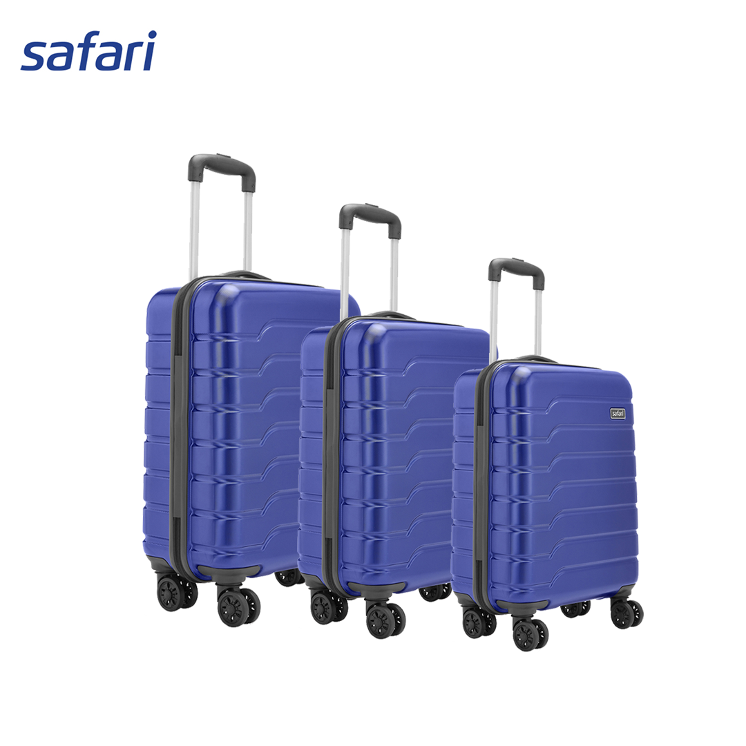 Safari Ozone 8W Hard Luggage | 100% Polycarbonate Shell | Fixed Combination Lock | 8 wheels | Blue