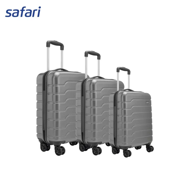 Safari Ozone 8W Hard Luggage | 100% Polycarbonate Shell | Fixed Combination Lock | 8 wheels | Silver