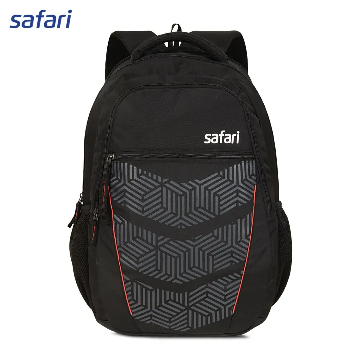 Safari Tribal Backpack 19 inch | 3 Compartment | Laptop Support | Rain Cover | Front Storage Pocket | Mesh Padding | Color Black