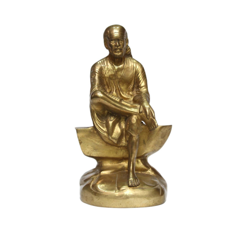 Seven Chakra Handicraft - 9" Golden Sai Baba Statue