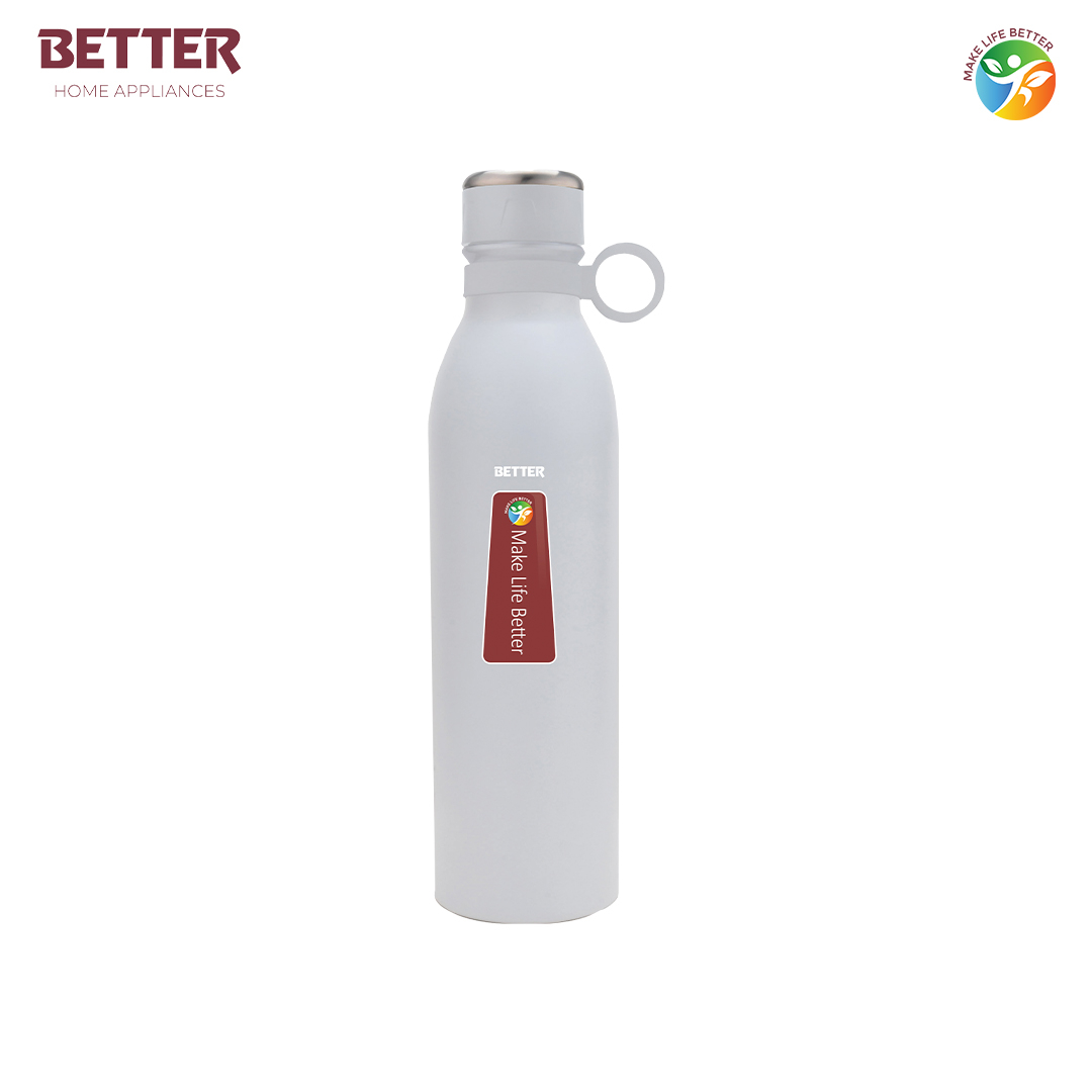 Better Saturn Sports Bottle 750ml, Light Grey Stainless Steel  | Vacuum Insulated Flask